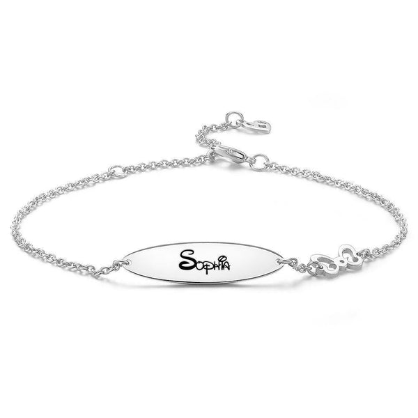 Cissyia.com Personalized Engravable Oval Tag Engraved Bracelet