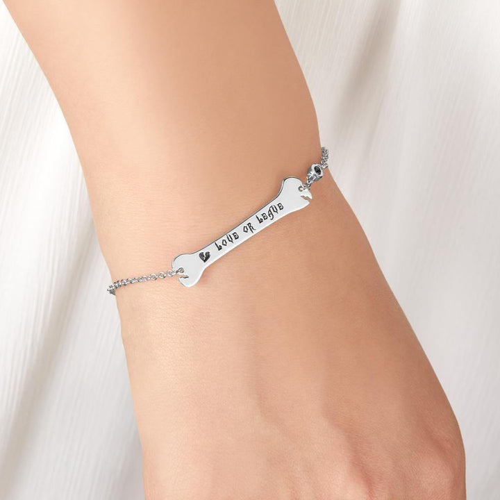 Cissyia.com 925 Sterling Silver Personalized Engravable Dog Bone Engraved Bracelet