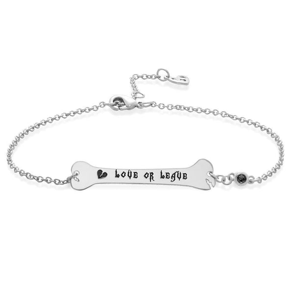 Cissyia.com 925 Sterling Silver Personalized Engravable Dog Bone Engraved Bracelet