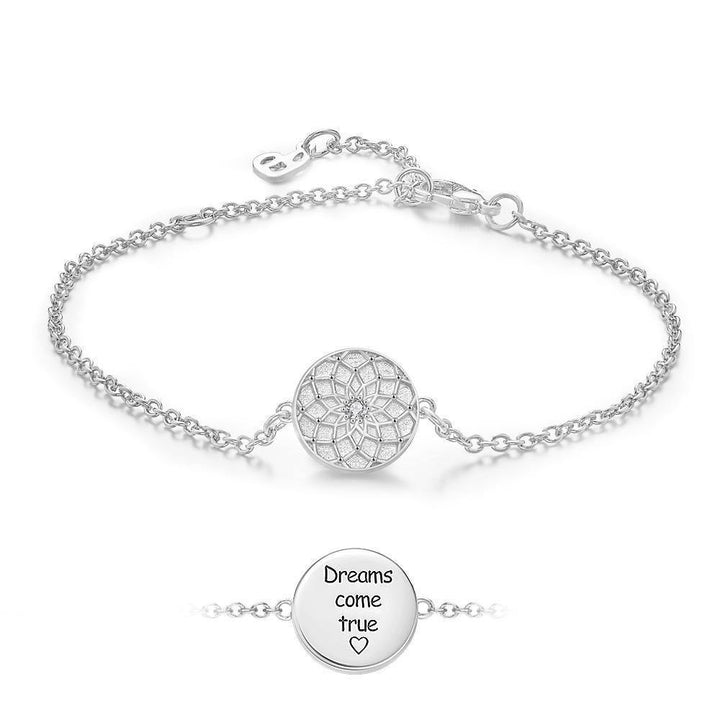 Cissyia.com Personalized Dream Catcher Disc Tag Engraved Bracelet