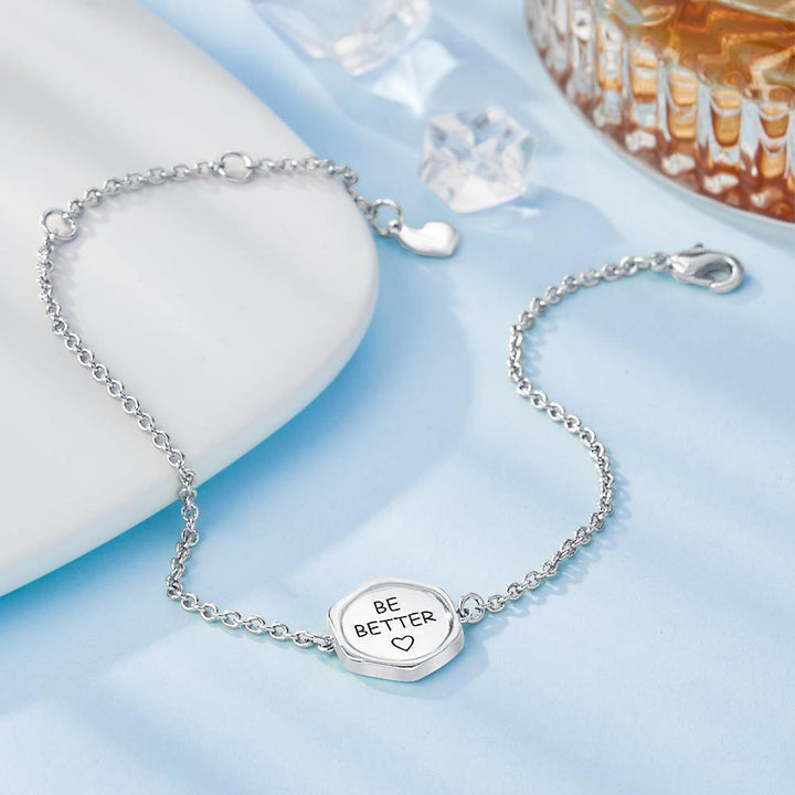 Cissyia.com Personalized Hexagon Wish Coin Tag Commemorative Engraved Bracelet