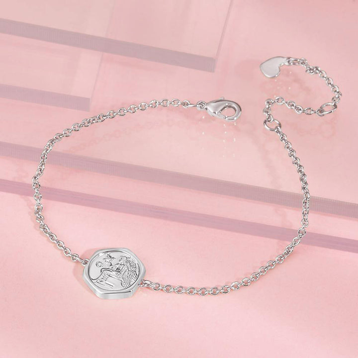 Cissyia.com Personalized Hexagon Wish Coin Tag Commemorative Engraved Bracelet