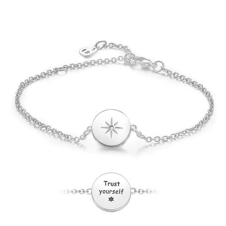 Cissyia.com Personalized Sun Disc Tag Commemorative Engraved Bracelet