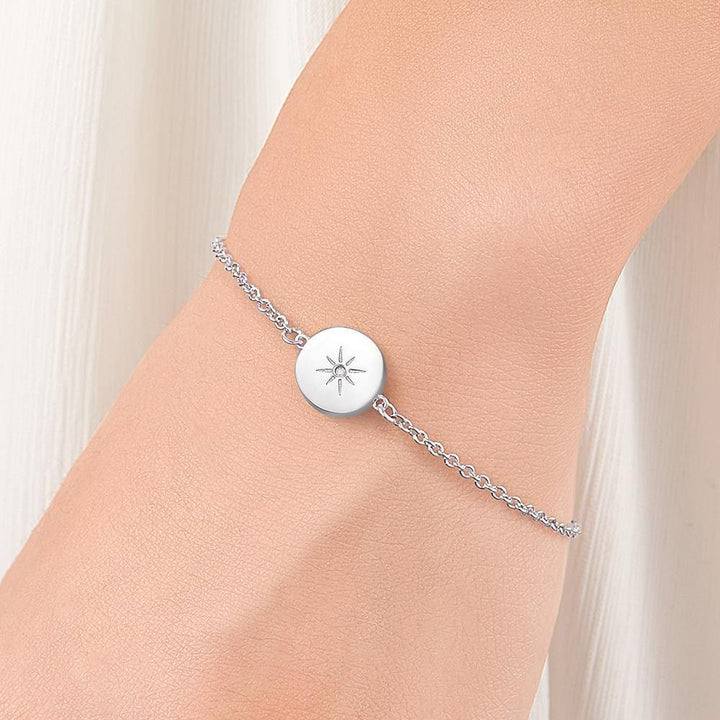 Cissyia.com Personalized Sun Disc Tag Commemorative Engraved Bracelet