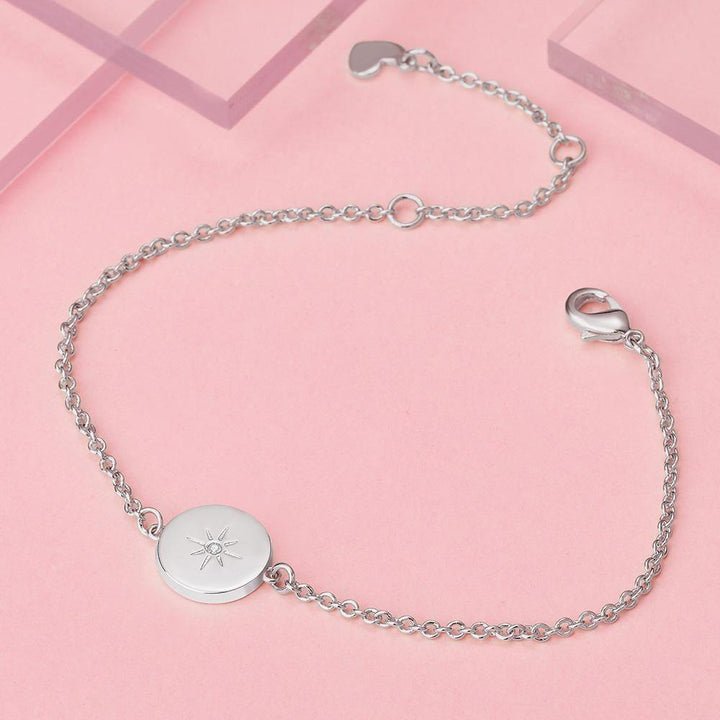Cissyia.com Personalized Sun Disc Tag Commemorative Engraved Bracelet