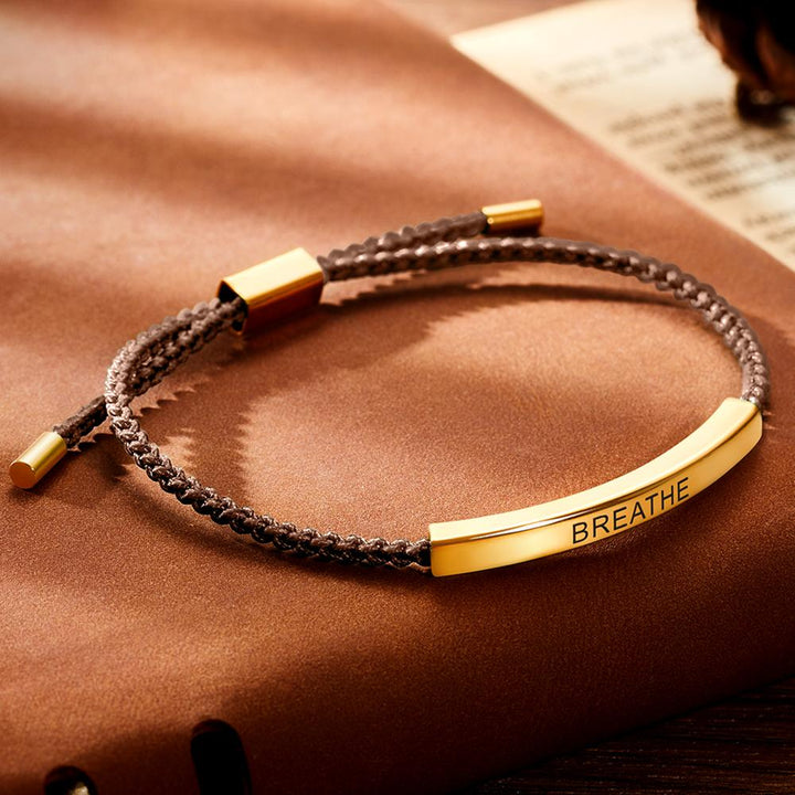 Cissyia.com Personalized Engravable Bar Bolo Braided Engraved Bracelet