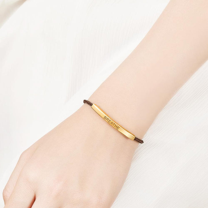 Cissyia.com Personalized Engravable Bar Bolo Braided Engraved Bracelet