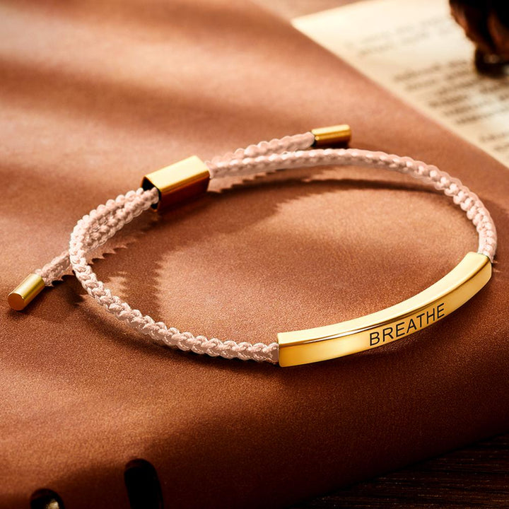 Cissyia.com Personalized Engravable Bar Bolo Braided Engraved Bracelet