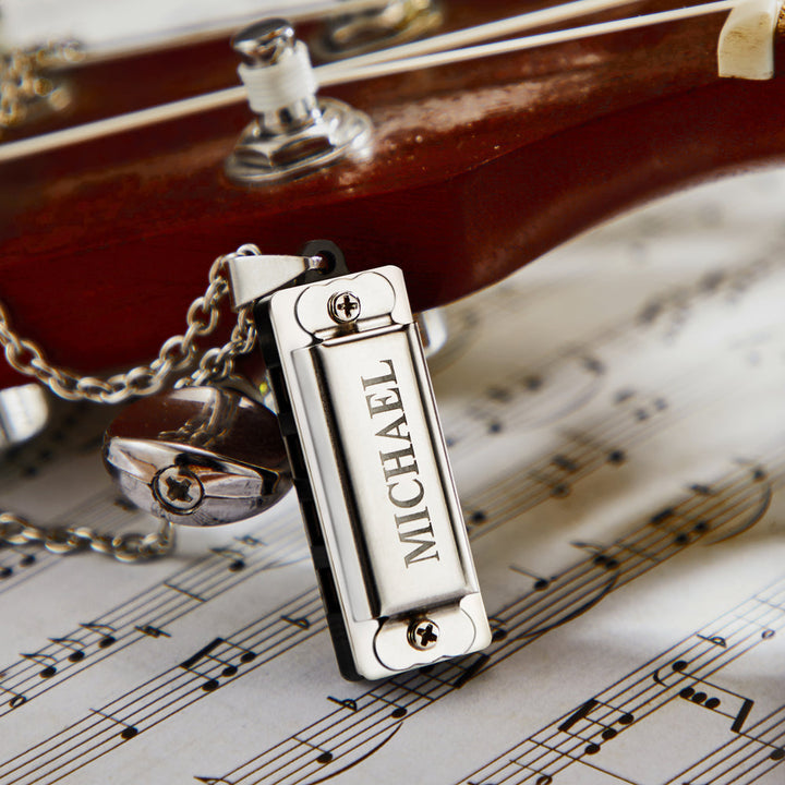 Cissyia.com Personalized Engravable Harmonica Pendant Engraved Necklace