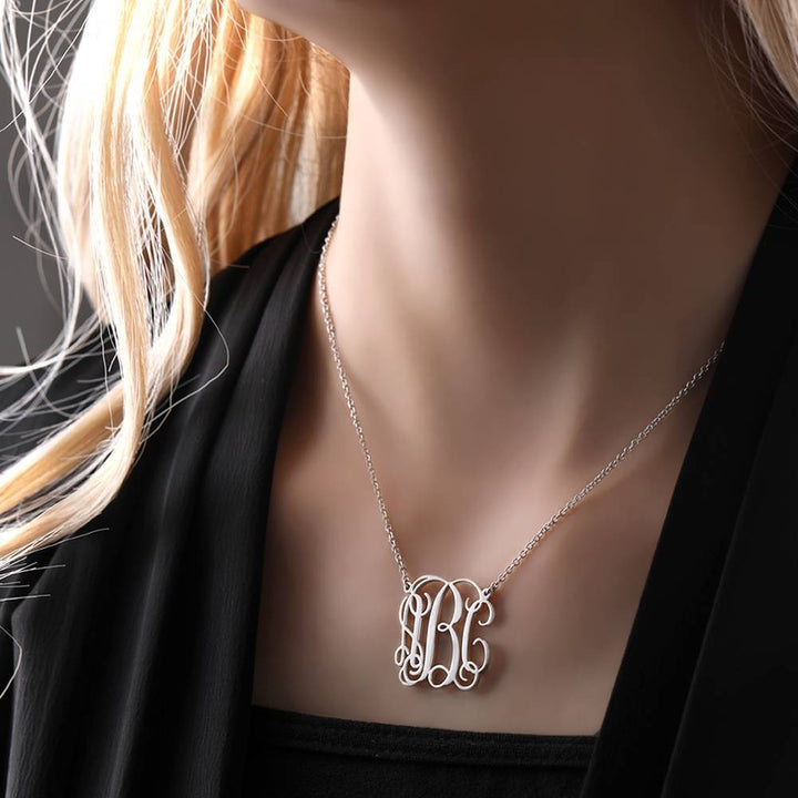 Cissyia.com Rose Gold Plated Personalized Three Monograms Name Necklace