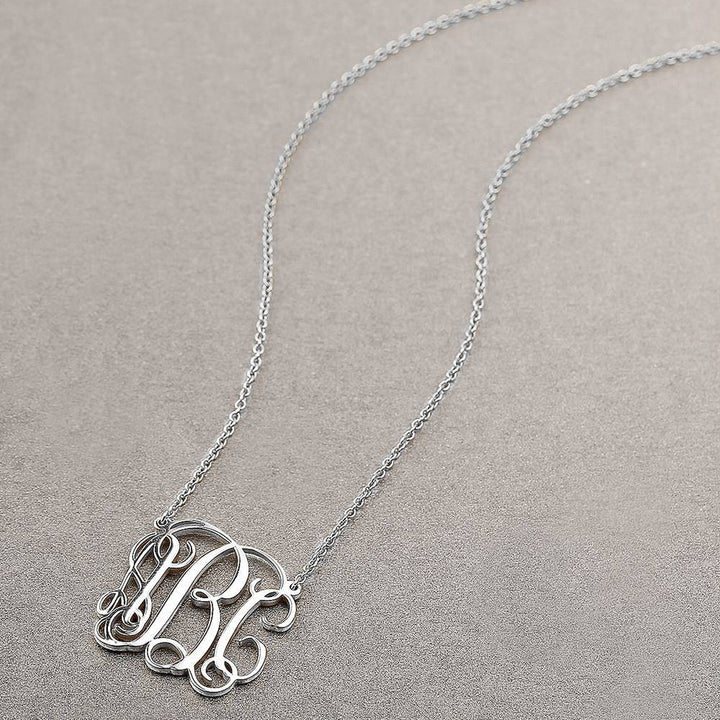 Cissyia.com Rose Gold Plated Personalized Three Monograms Name Necklace