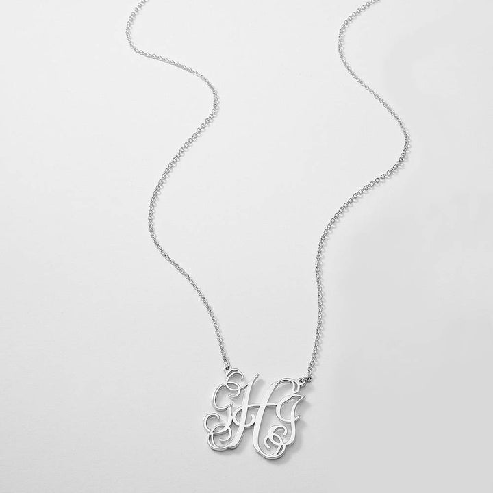 Cissyia.com Rose Gold Plated Personalized Three Monograms Name Necklace