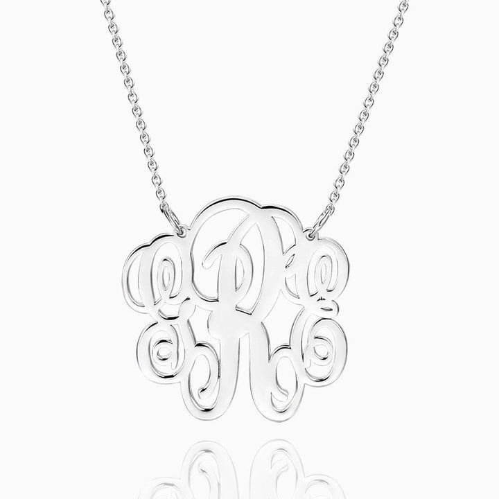 14K Gold Plated Solid Stainless Steel Necklace Personalized Three Monograms