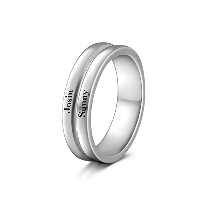 Cissyia.com Men’s Personalized Two-Row Engravable Promise Ring in 925 Sterling Silver