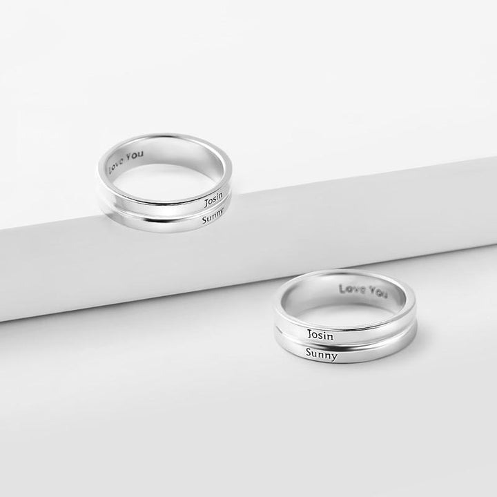 Cissyia.com Men’s Personalized Two-Row Engravable Promise Ring in 925 Sterling Silver