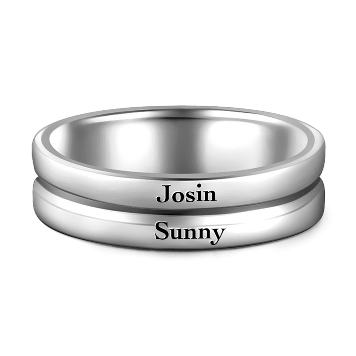 Cissyia.com Men’s Personalized Two-Row Engravable Promise Ring in 925 Sterling Silver