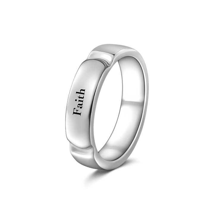 Cissyia.com Men’s Personalized Engravable Curved Groove Promise Ring in 925 Sterling Silver