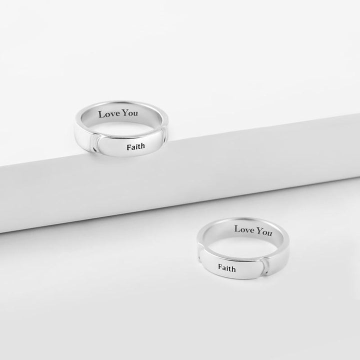 Cissyia.com Men’s Personalized Engravable Curved Groove Promise Ring in 925 Sterling Silver