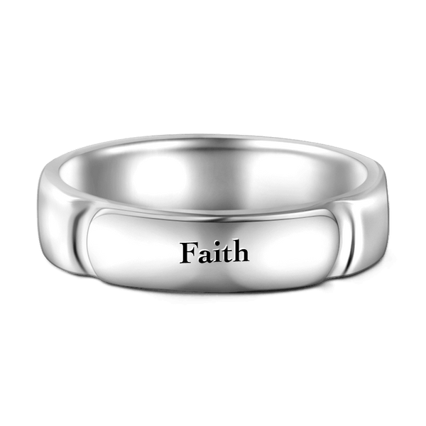 Cissyia.com Men’s Personalized Engravable Curved Groove Promise Ring in 925 Sterling Silver