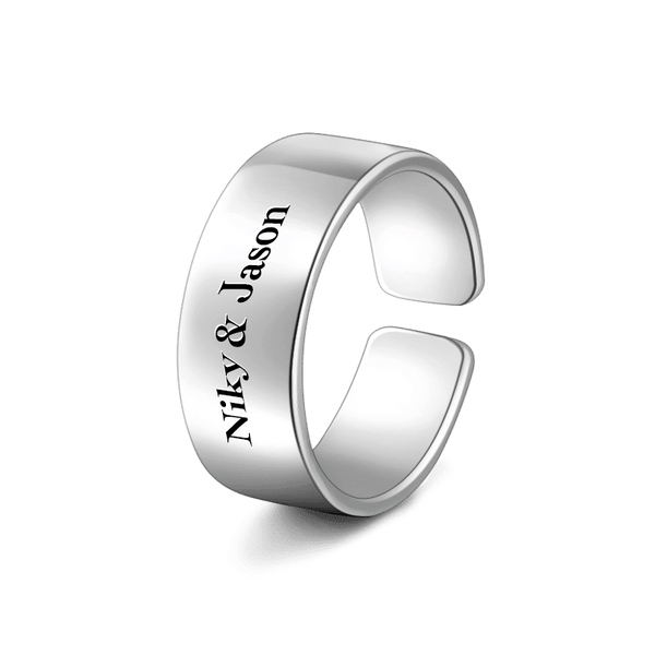 Cissyia.com Men’s Engravable Cuff Ring in 925 Sterling Silver