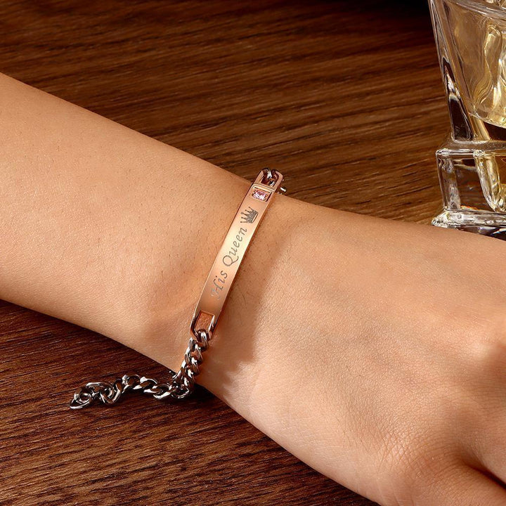 Cissyia.com Zircon Personalized Engravable Bar Engraved Bracelet in Stainless Steel