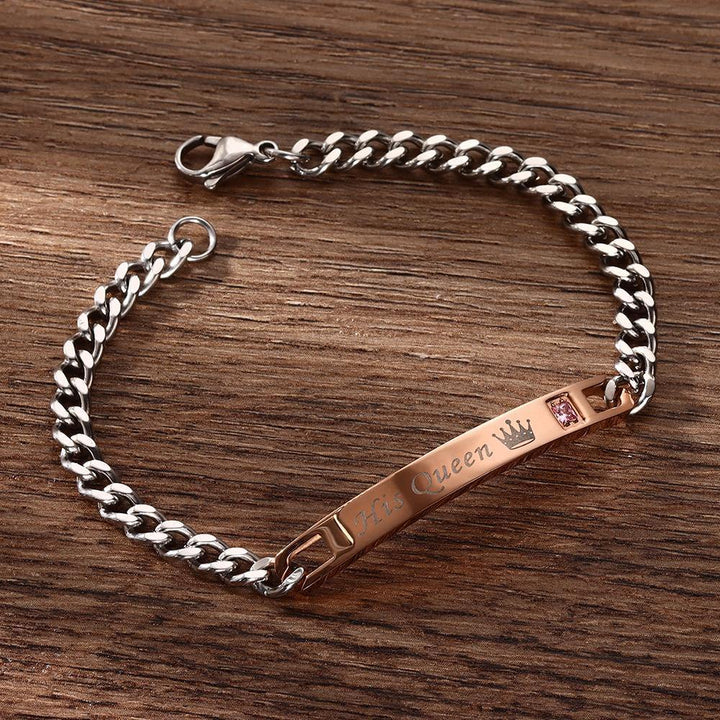 Cissyia.com Zircon Personalized Engravable Bar Engraved Bracelet in Stainless Steel