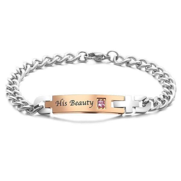 Cissyia.com Zircon Personalized Engravable Bar Bracelet