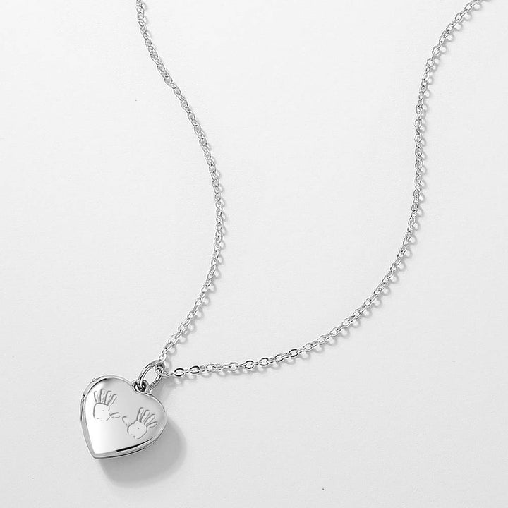 Cissyia.com Handprint Heart Shape Custom Photo Necklace