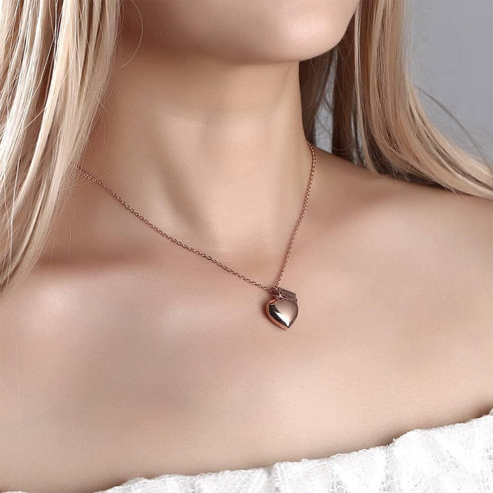 Cissyia.com Two Engravable Bar Pendants and Heart Locket Pendant Photo Necklace