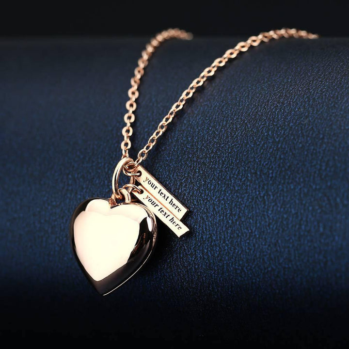 Cissyia.com Two Engravable Bar Pendants and Heart Locket Pendant Photo Necklace