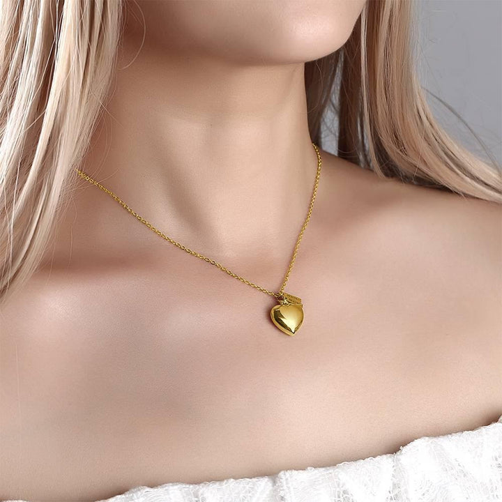 Cissyia.com 14k Gold Plated Two Engravable Bar Pendants and Heart Locket Pendant Photo Necklace