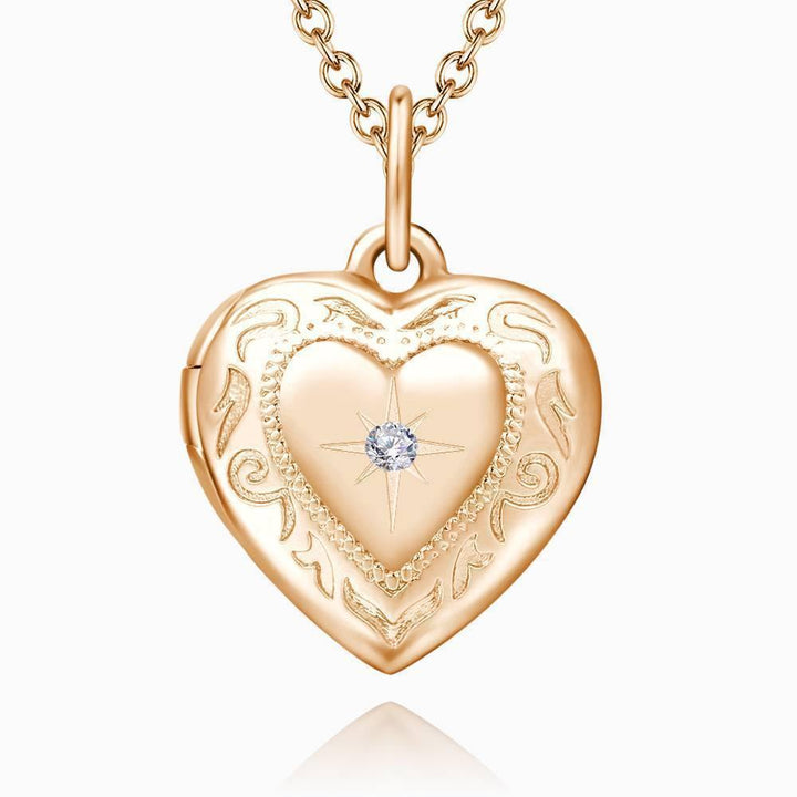 Cissyia.com Rose Gold Plated Personalized Floral Locket Photo Necklace