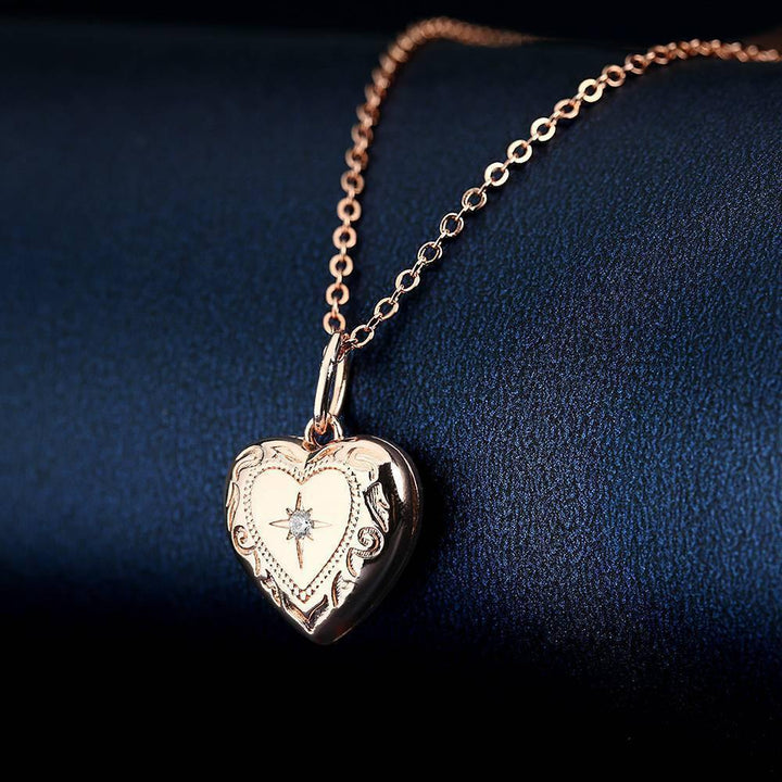 Cissyia.com Rose Gold Plated Personalized Floral Locket Photo Necklace
