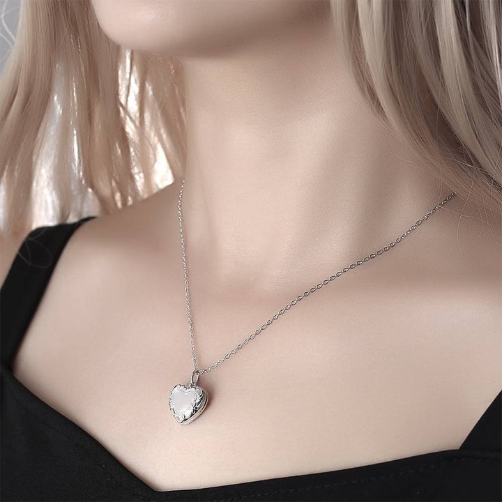 Cissyia.com Personalized Photo Necklace Platinum Plated Heart Shaped Locket