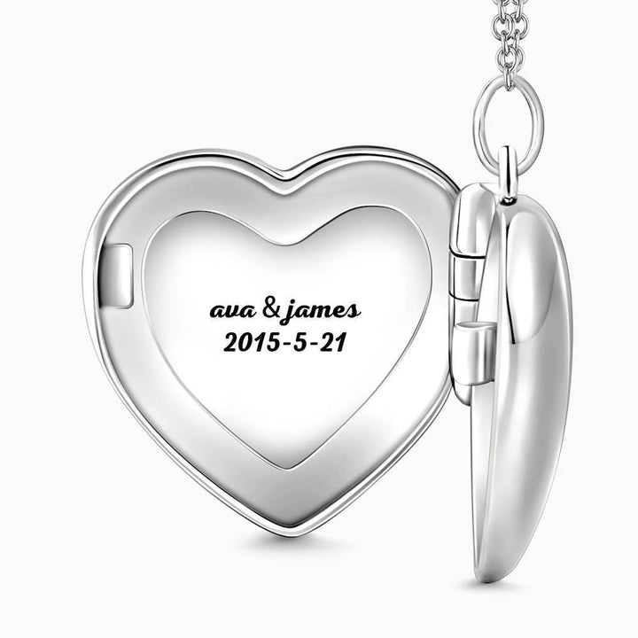 Cissyia.com Personalized Photo Necklace Platinum Plated Heart Shaped Locket