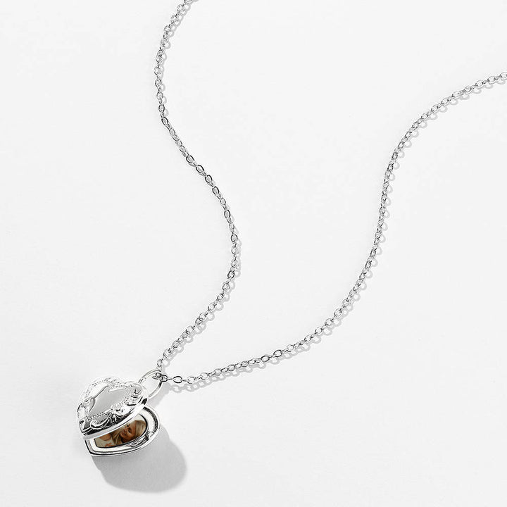 Cissyia.com Personalized Photo Necklace Platinum Plated Heart Shaped Locket
