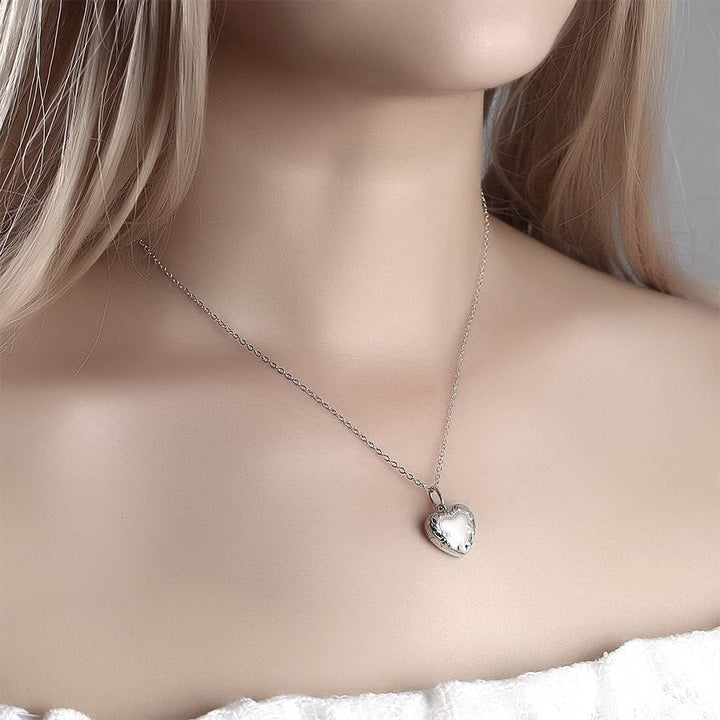 Cissyia.com Personalized Photo Necklace Platinum Plated Heart Shaped Locket