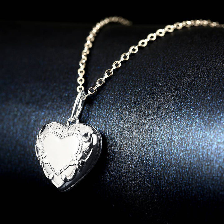 Cissyia.com Personalized Photo Necklace Platinum Plated Heart Shaped Locket