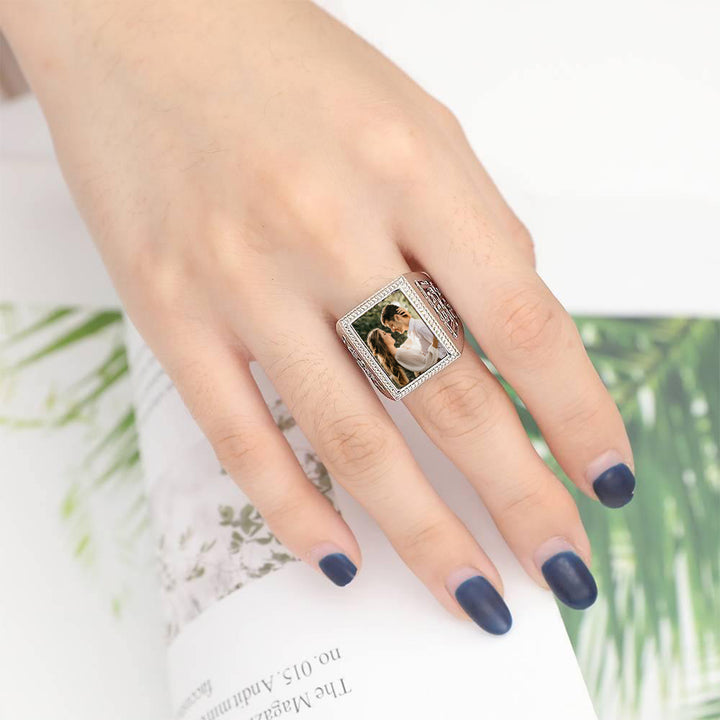 Cissyia.com Silver Square Shape Openwork Ring