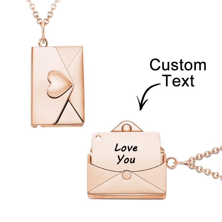 Cissyia.com Personalized Envelope Locket Pendant Engraved Necklace