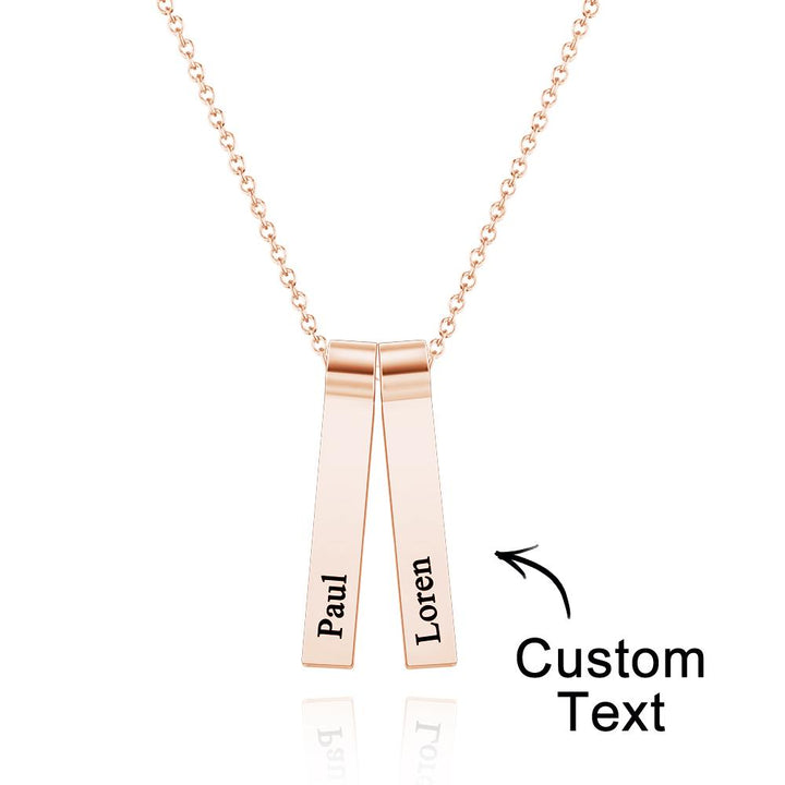 Cissyia.com Custom Engraved Vertical 1-5 Names Necklace Stylish Personalized Pendant for Her