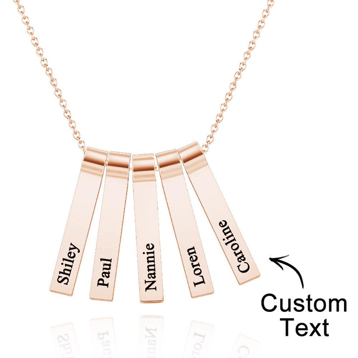 Cissyia.com Custom Engraved Vertical 1-5 Names Necklace Stylish Personalized Pendant for Her