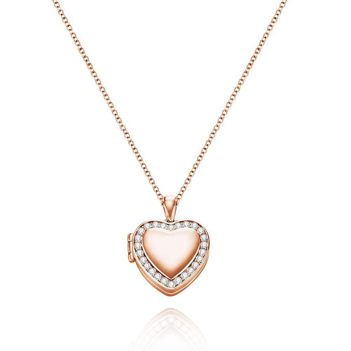 Cissyia.com Personalized Photo Heart Shaped Locket Pendant Necklace