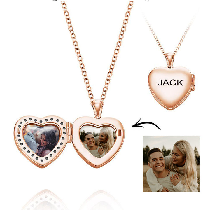 Cissyia.com Personalized Photo Heart Shaped Locket Pendant Necklace