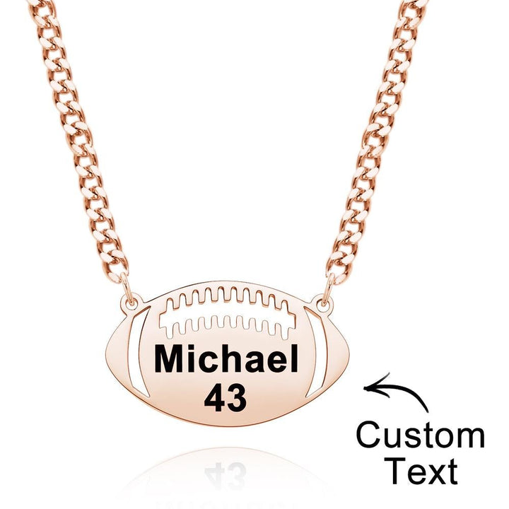 Cissyia.com Custom Engraved Football Name Necklace Give Him Jewelry Gift