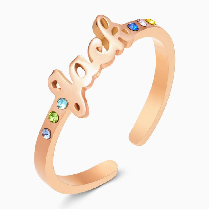 Cissyia.com Personalized Name Ring with Six Birthstones