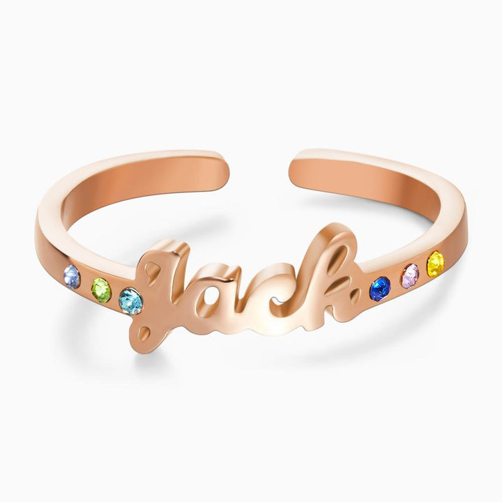 Cissyia.com Personalized Name Ring with Six Birthstones