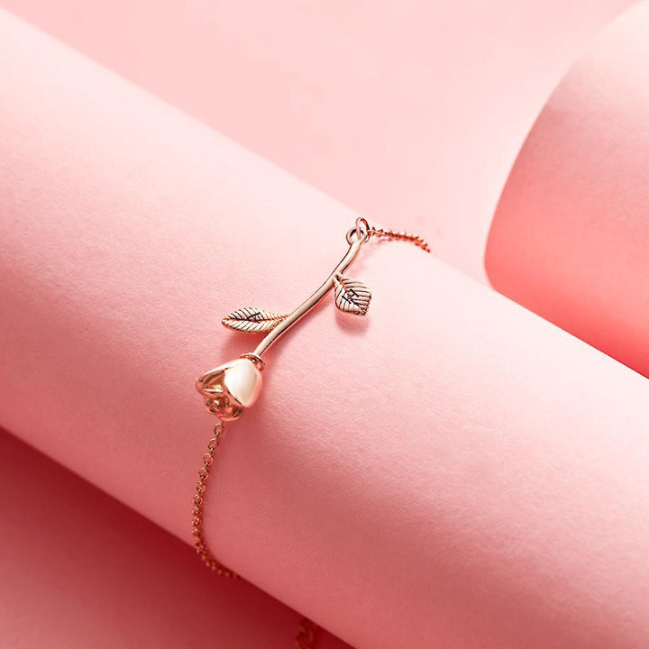 Cissyia.com Personalized Engravable Rose Charm Bracelet