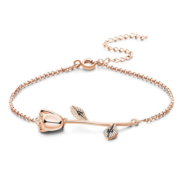 Cissyia.com Personalized Engravable Rose Charm Bracelet