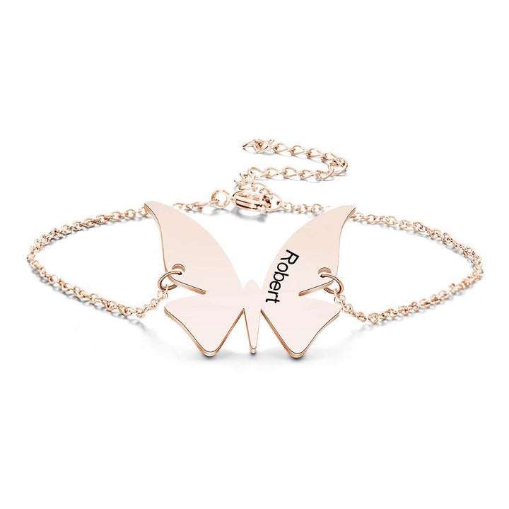 Cissyia.com Personalized Engravable Butterfly Charm Engraved Bracelet